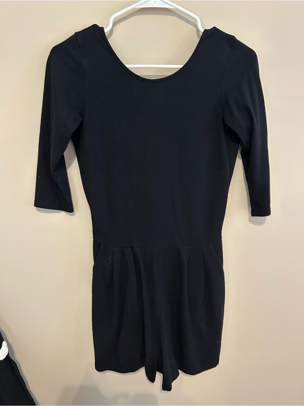 Brandy Melville Black Scoop Neck Romper with 3/4 Sleeves